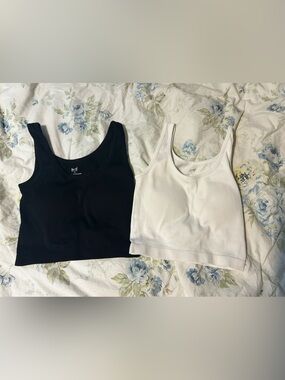 Marshalls Ribbed Tank (crop) Tops - Black & White Set